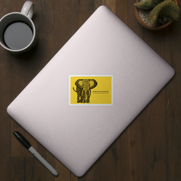 African Elephant with Common and Scientific Names - animal design by Green Paladin